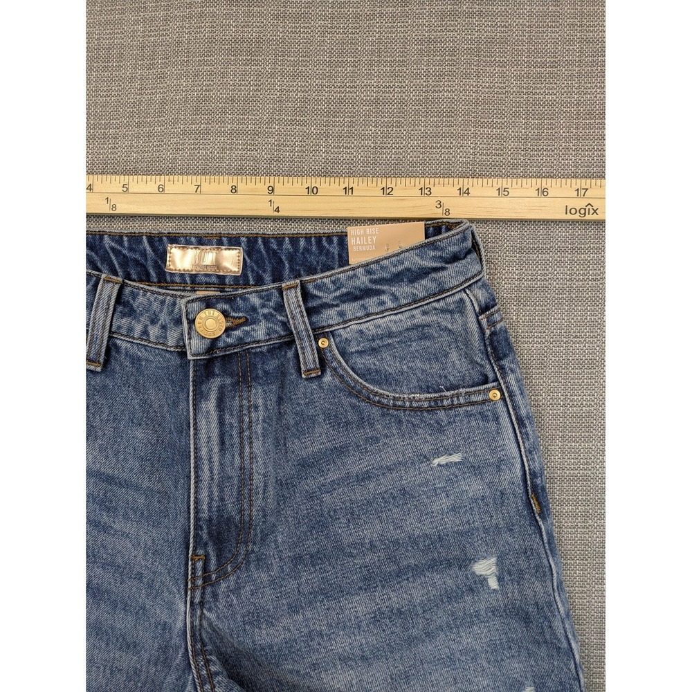 KUT From The Kloth Shorts Women 0 High Rise Hailey Blue Distressed Bermuda Denim - Picture 5 of 10